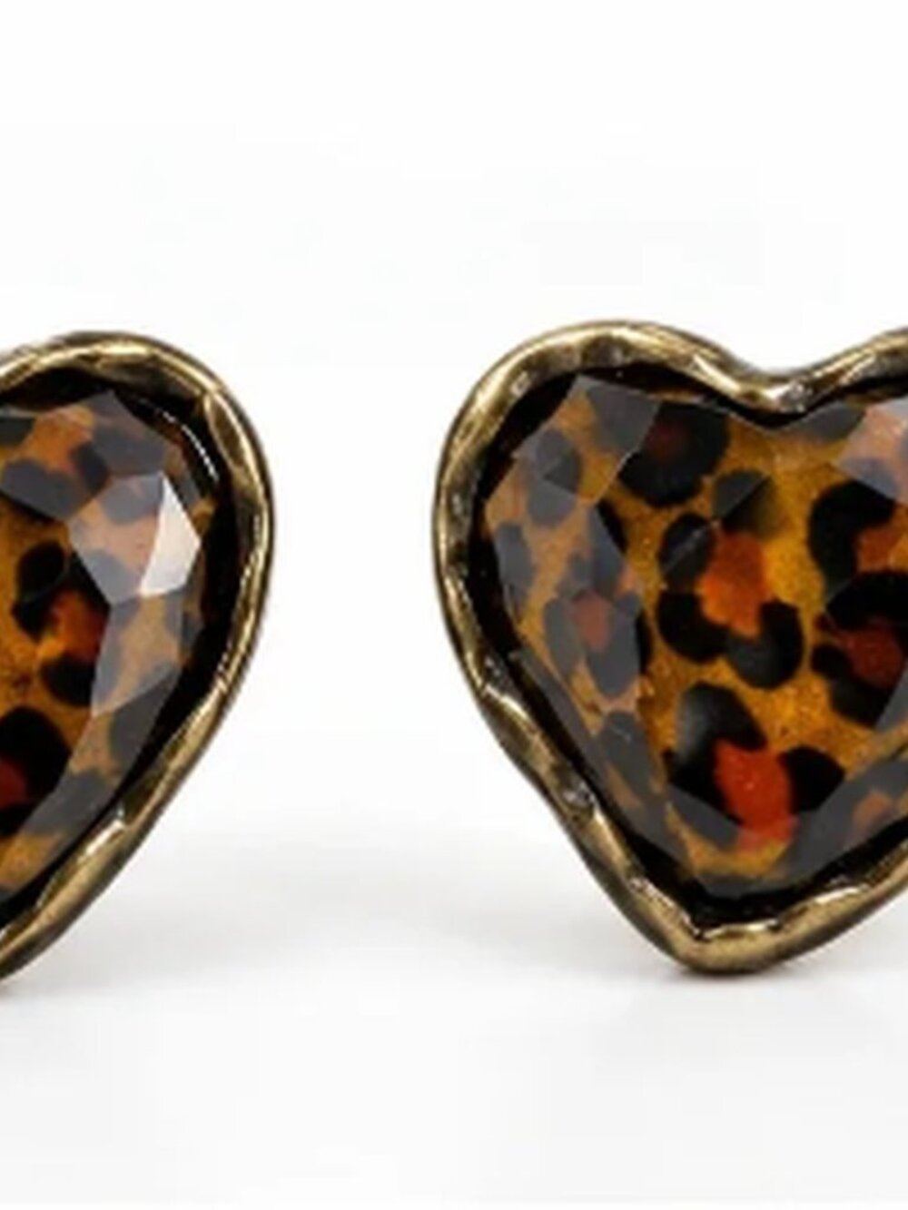 Leopard Print Heart Stud Earrings